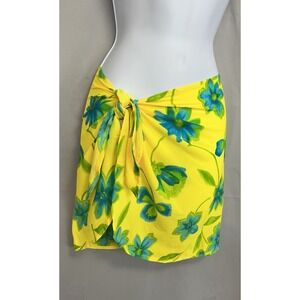 Vintage La Blanca Floral Yellow Mini Skirt Cover Swimwear  Women's Beach Y2K USA